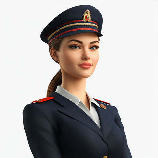3D flight attendant on flat white background