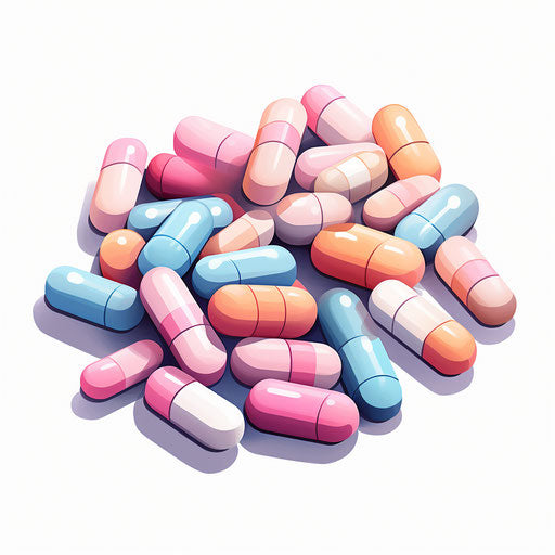 Illustration of pill in the style of Pastel Colors Art