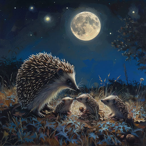 Family hedgehog's nighttime lesson