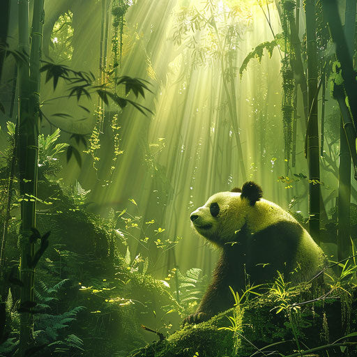 Exploration of a mysterious bamboo grove by a giant panda