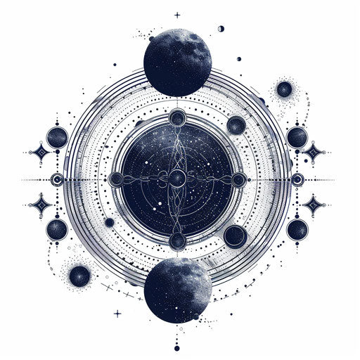 Celestial tattoo sketch of the conjunction of the spheres