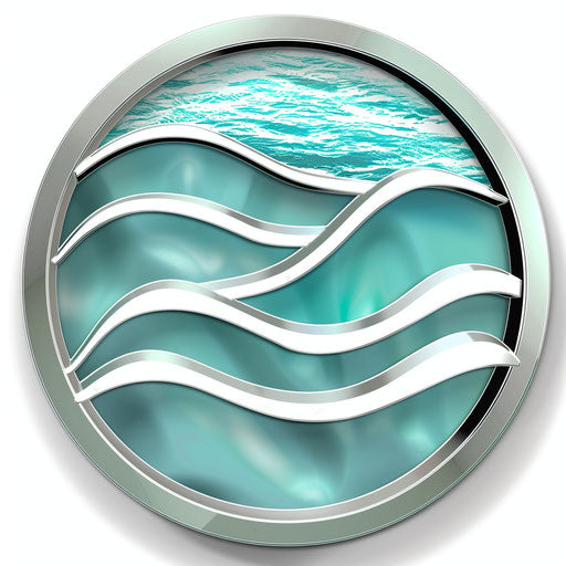 Water logo in aqua and silver with a modern background