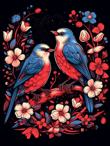 Tattoo of birds with flowers and word vegetarian