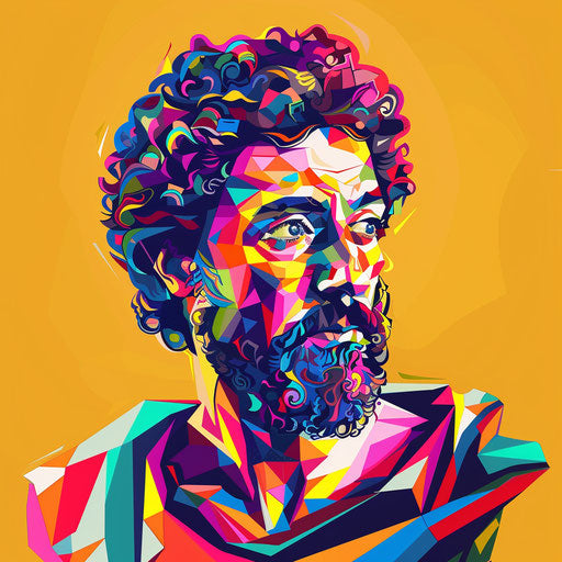 Flat modern tattoo sketch of Marcus Aurelius