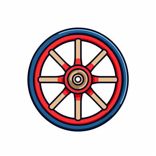 Minimalist Style Wheel Clipart on White Background