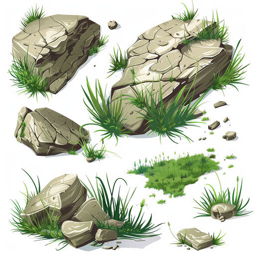 Realistic ground illustration on flat white background, bright colors