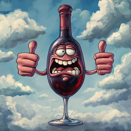 Humorous caricature of a wine caricature with human characteristics