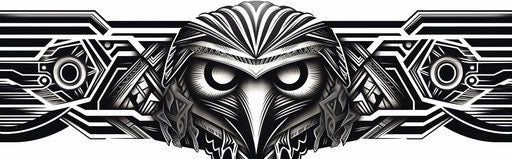 Eagle head tiki print, ndebele-inspired motifs