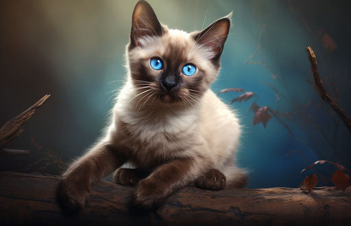 Popular siamese cats, Tonga art, salvagepunk, dark maroon and sky-blue