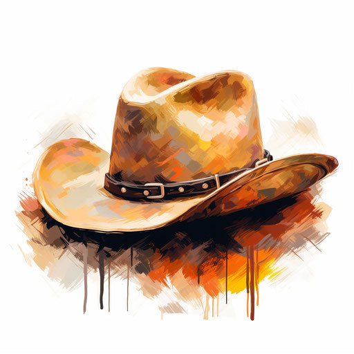 Cowboy hat clipart in the style of Impressionistic Art, on a white background