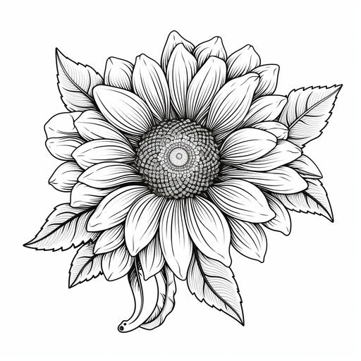 Black and white sunflower on white background, linear illustrations style #screenshotsaturday