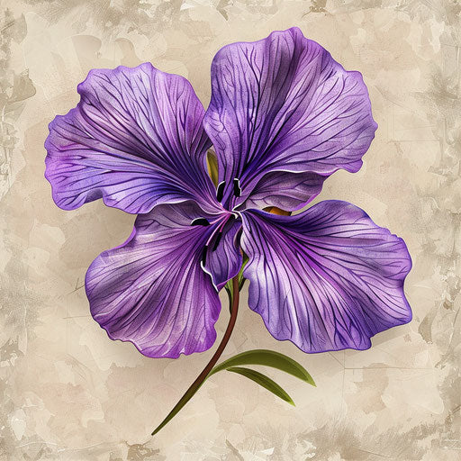 Purple flower clipart in photo realistic quality on flat beige background