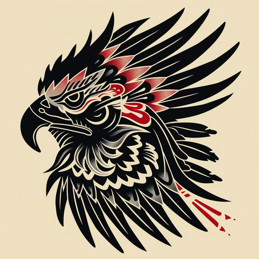 Flat tattoo sketch of a Mexican eagle, clipart style
