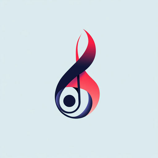 Professional musical logo with abstract note and elegant sans-serif typography