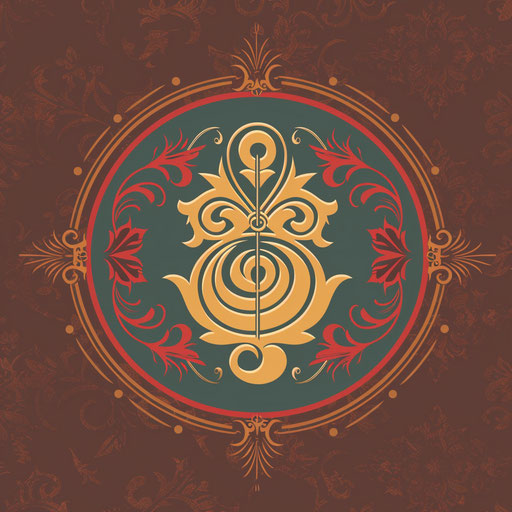 Classic emblem music logo with traditional colors on a heritage background