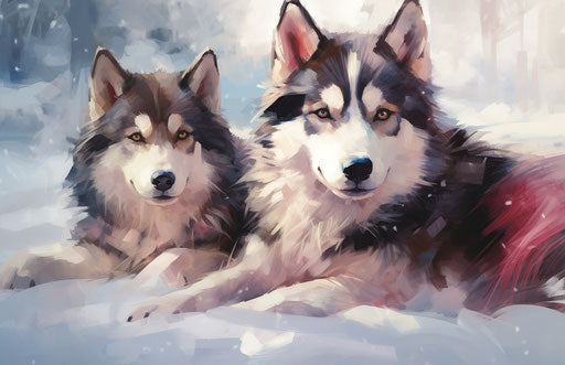 Sled dogs lying in the snow