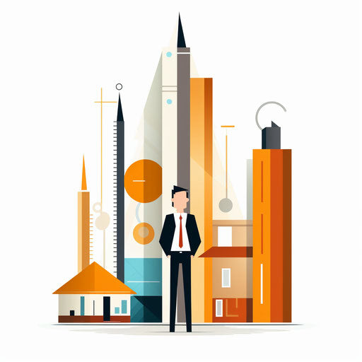 Minimalist style architect clipart on white background
