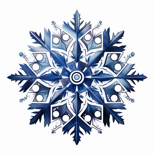 Snowflake illustration in Chiaroscuro Art style on white background