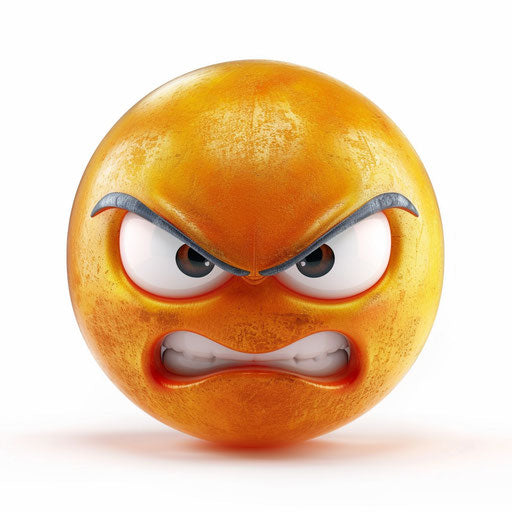 Angry emoticer on white background, in CC attribution style