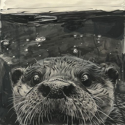 Curious Otter's Gaze Underwater