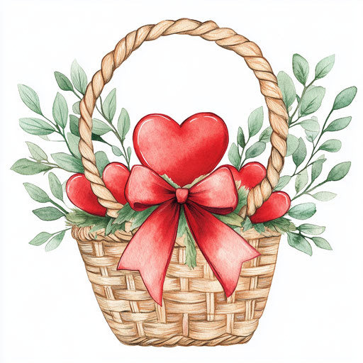 Charming Valentine's Day-themed basket of hearts
