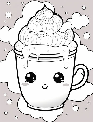 Kawaii hot chocolate with icepunk details and animated gifs