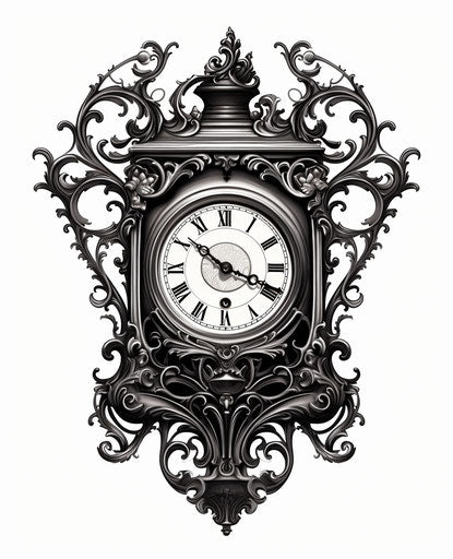 Tattoo clock with Roman numerals on white background