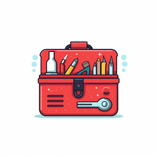 Minimalist style toolbox clipart, on white background