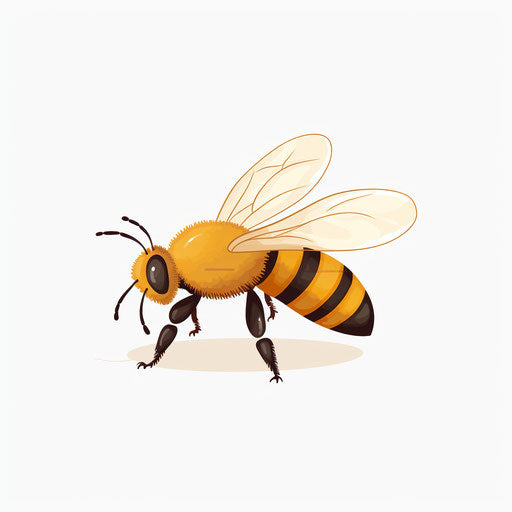 Minimalist honey bee illustration on white background