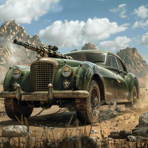 Military Bentley R Type Continental in combat zone