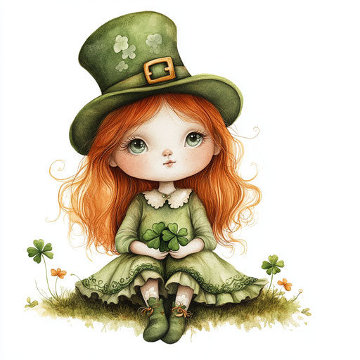 Red-haired girl with leprechaun hat, St. Patrick's Day