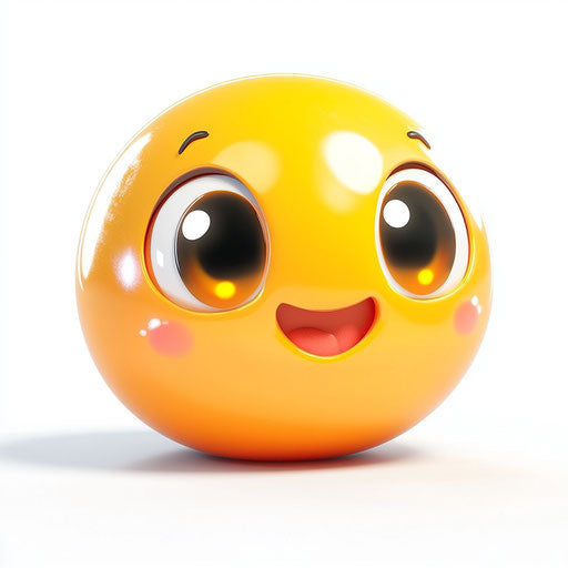 3D smiley in photorealistic style on white background