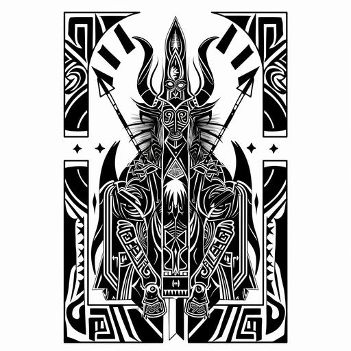 Chariot tarot card tribal tattoo design on white background