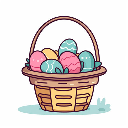 Minimalist Easter basket clipart on white background