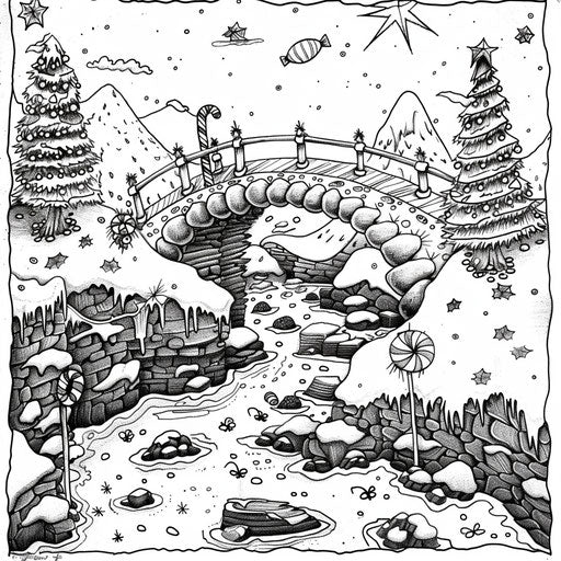 Sugar cane bridge over a chocolate river