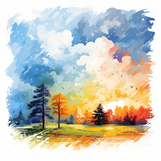 Weather clipart in the style of Oil painting