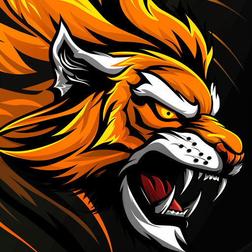 Sports team logo with fierce animal mascot in action