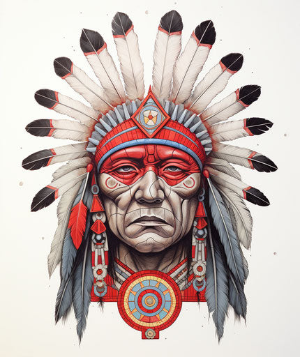 Ancient Indian warrior with tattoo, John Wayne Gacy style