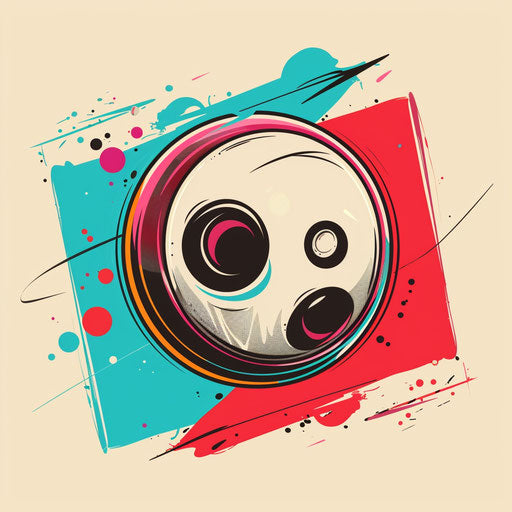 Vibrant flat tattoo sketch of an 8 ball with bold contrasting colors