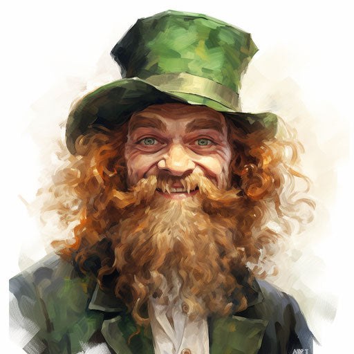 Leprechaun clipart in the style of oil painting, on a white background