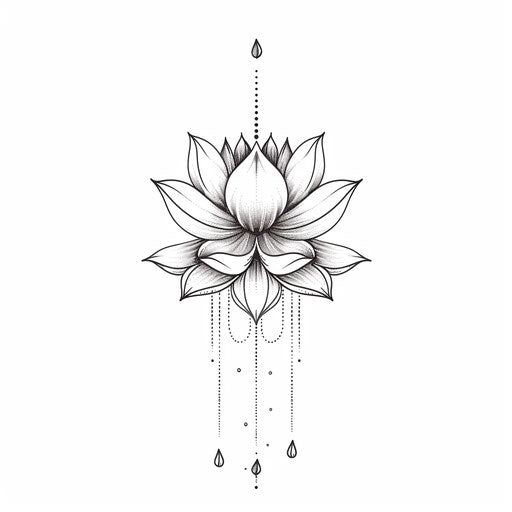 Elegant minimal lotus flower tattoo design in line art style