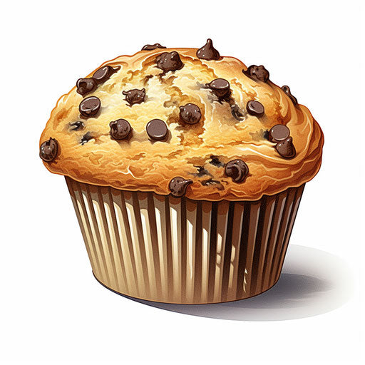 Muffin illustration in the style of Chiaroscuro Art, on white background