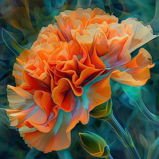 Digital flowers with golden ratio in bold colors