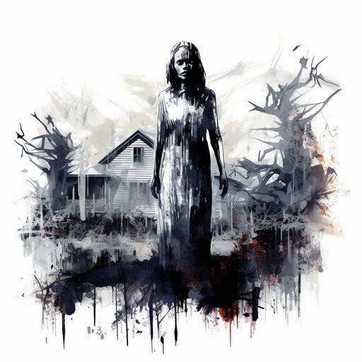 Horror clipart in the style of Impressionistic Art, on a white background