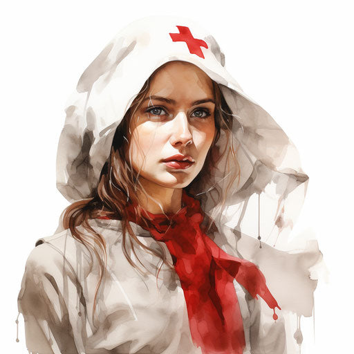 Red cross in the style of Oil painting, on white background