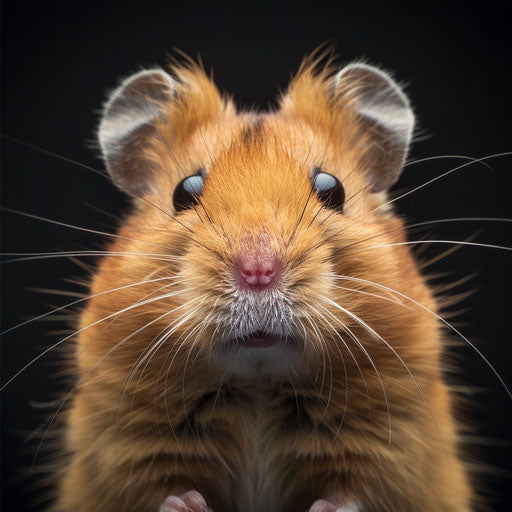 Syrian hamster gazing directly at the camera, in the style of Elke Vogelsang