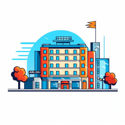 Minimalist style hotel illustration on white background