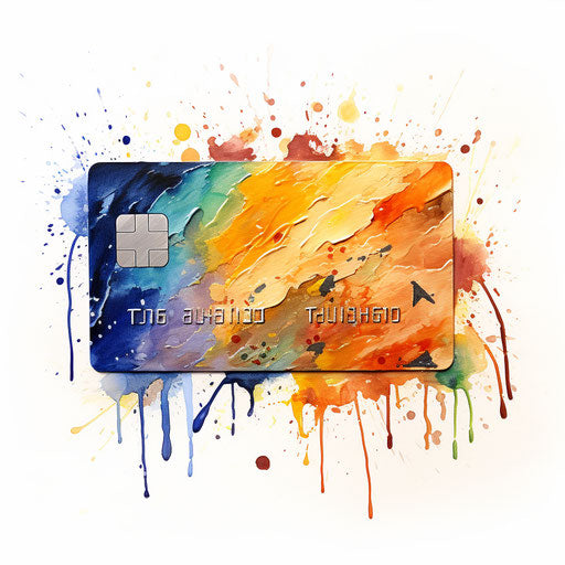 Credit card clipart in Oil painting style, on white background