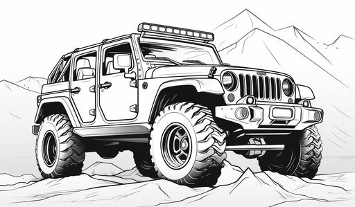Coloring of a jeep in the style of cryengine, cobra