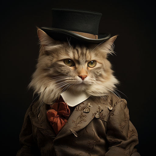 Manx cat dressed like a man